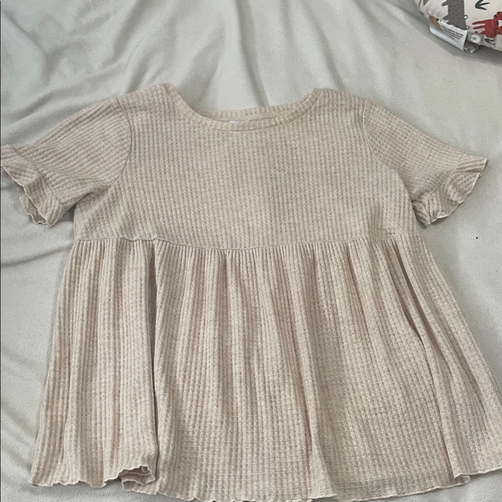 Time and Tru Beige Ribbed Blouse